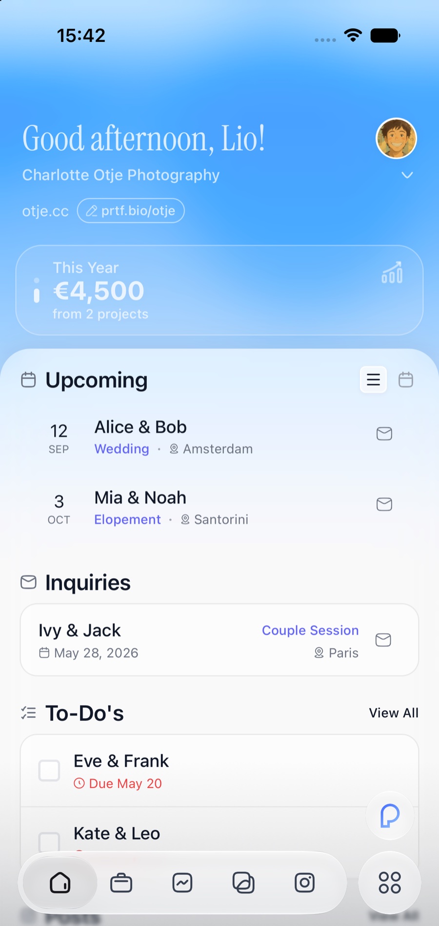 The dashboard: what is coming, what is unanswered, what is due.