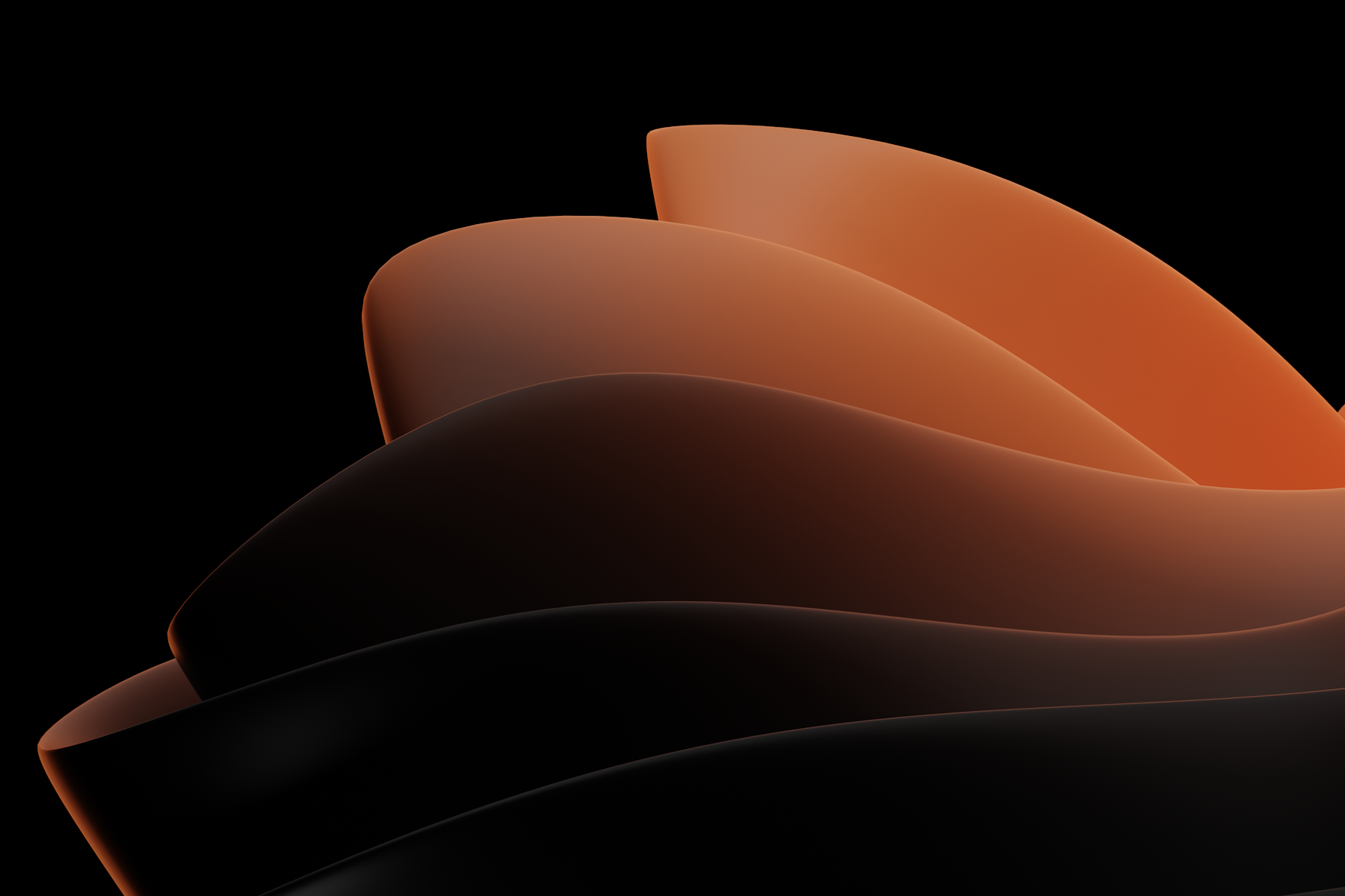Abstract, layered shapes with a gradient orange color.